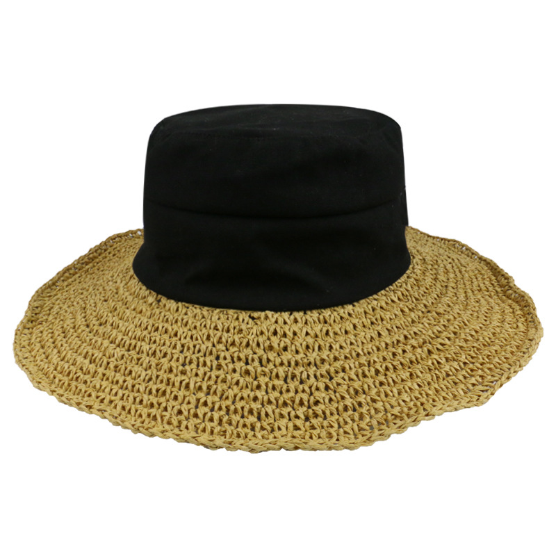 

Fashion New Beach Straw Hat Women's Summer Travel Seaside Holiday Sunbonnet Foldable Sun Hat UV Protection Hair Accessories, White