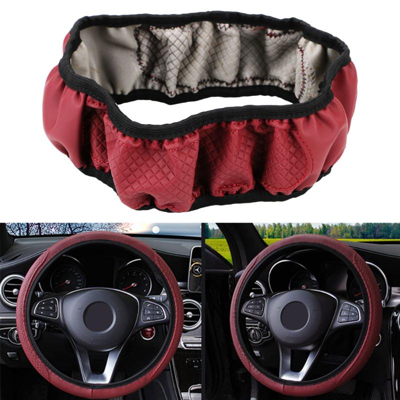 

LEEPEE Steering- wheel Cover Universal PU Microfiber Anti-Slip Embossing Leather Skidproof Car Steering Wheel Cover Universal