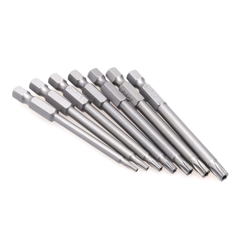 

7pcs/set 75mm T8-T30 Long Magnetic Torx Screwdriver Bits 1/4 Inch Hex Shank Screw Driver Repair Opening Screwdriver Set