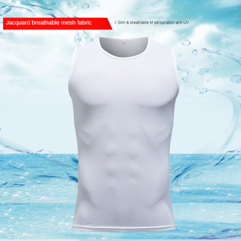 

Mens Quick Dry Mesh Cycling Vest Summer Sleeveless Vest Breathable RidingGilet Sports Undershirt for Walking Vests, White