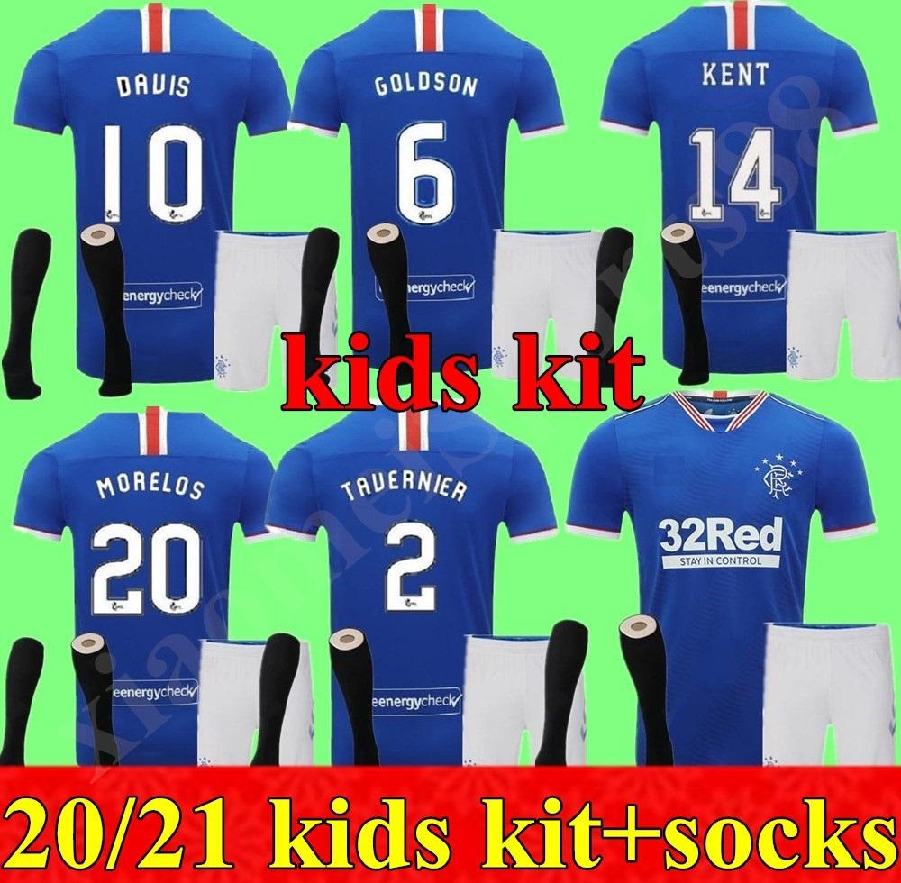 

kids kit 2020 2021 Glasgow Rangers fc GERRARD Soccer Jerseys child 20 21 Glasgow Rangers DEFOE DAUIS Home Away youth Football Shirts, Home+socks
