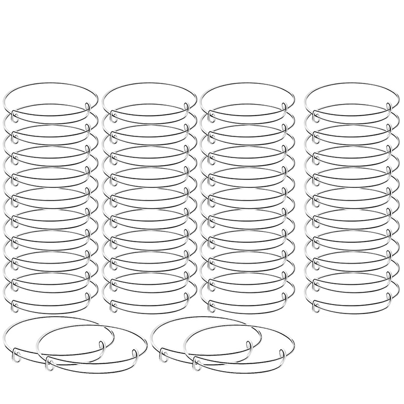 

75 Pcs Expandable Bangle Blank Bracelets Metal Adjustable Wire Bracelets for Women Jewelry Making, Silver color