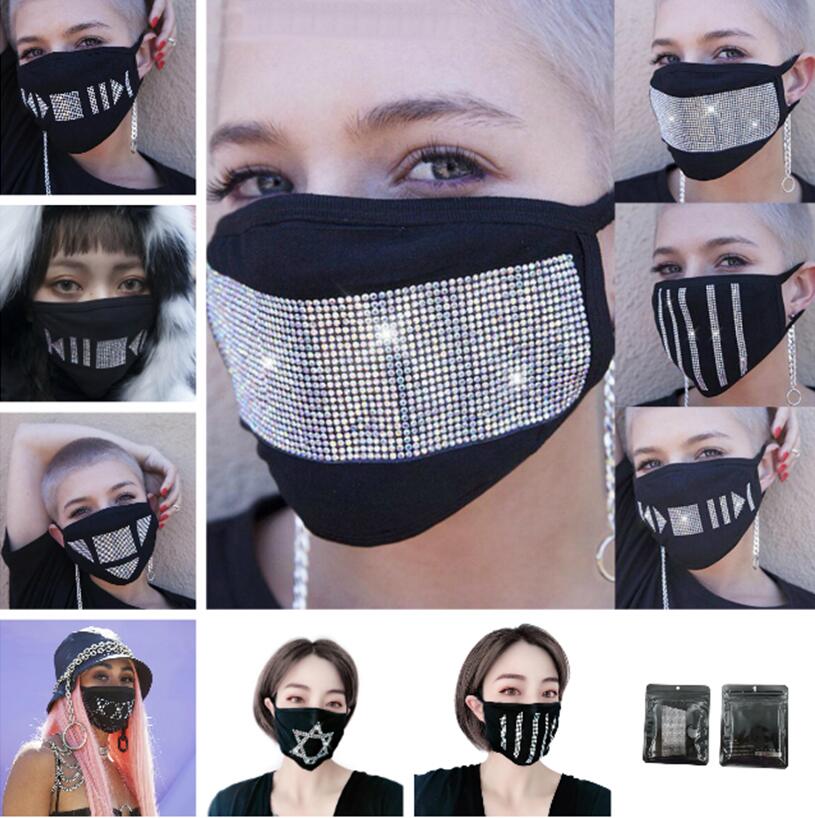 

Face Mask Party Fashionista Nightclub Mouth Masks Bling Bling Reusable Masks Protective Anti Dust Outdoor Cyling Flash Rhinestones Masks