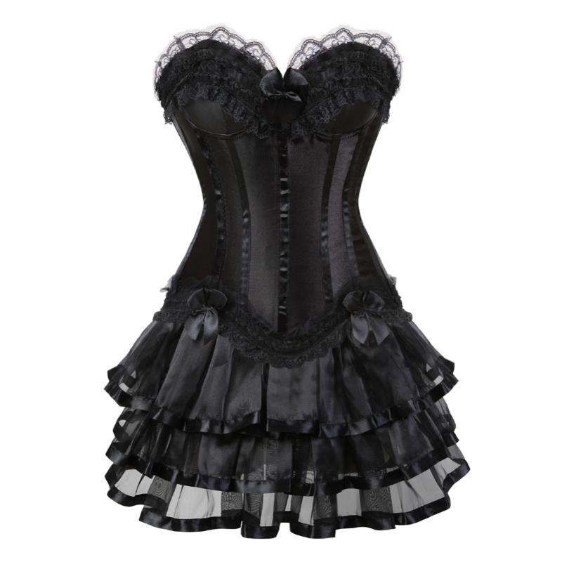 

Gothic overbust corset Sexy lingerie halloween costume showgirl Dress body shaper Bustier tutu Skirt petticoat waist shaper, Beige
