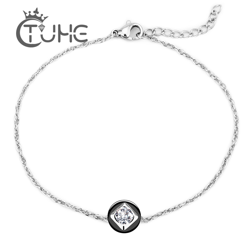 

Fashion Cublic Zirconia CZ Women Bracelets With Health Material Handmade Crystal Ceramic Charm Bracelet Jewelry Lovers Couples