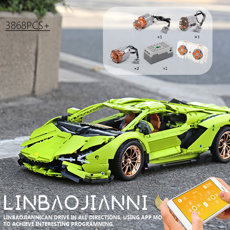 1:8 Sian FKP 37 Racing Car Building Blocks Model Technic Series Remote control 42115 MouldKing 13057 3868+pcs Bricks Children Toys Christmas Birt-image-566282789