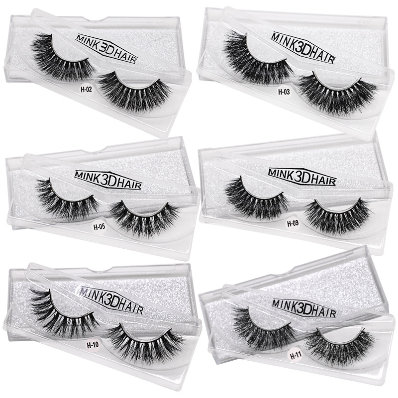 

2 Pcs Mink Hair False Eyelashes 3D Multi-layered Thick Eyelashes H11-20 Fluffy Thick Lashes Soft Eye Makeup Extension Tools