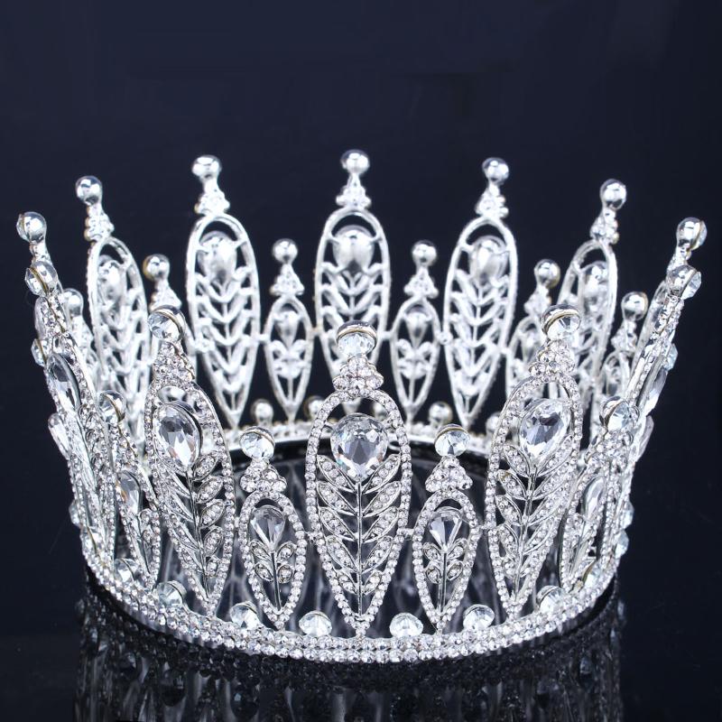 

Luxury Crystal Tiaras and Crowns Bridal Headdress Royal King Diadem Fashion Silver Plated Crown Wedding Hair Jewelry Accessories