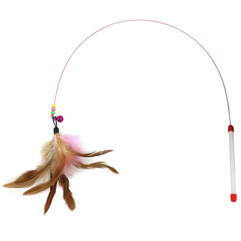 

Cats Bouncy Rod with Bell and Feathers 36in - Playing Toys for Cats