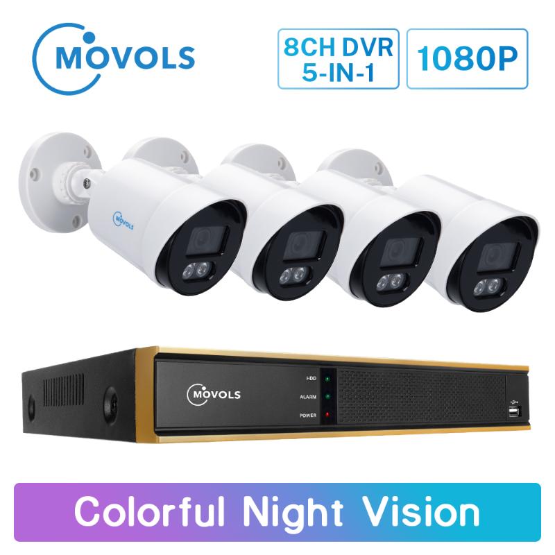 

Movols 1080P 4PCS Colorful Night Vision CCTV Camera 8CH 2MP P2P DVR Outdoor Video Surveillance Kit Waterproof Security System