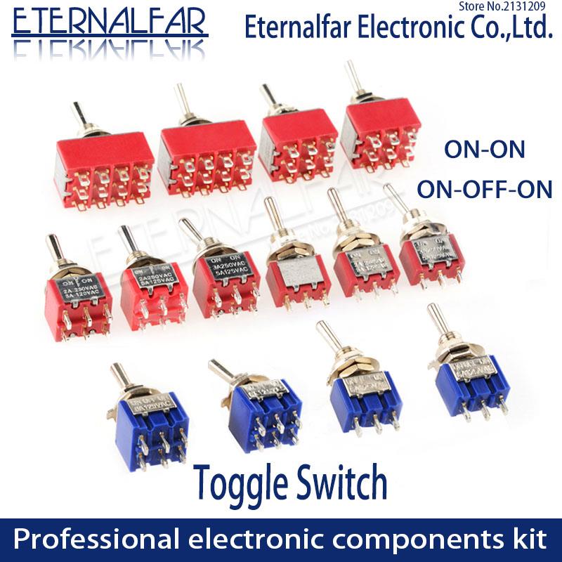 

SPDT DPDT 6MM Reset Latching Toggle Switch MTS-102 5A 6A 125V 3A 250 AC Mini 3 6PIN ON-ON ON-OFF-ON Rocker Switch Lights Motors