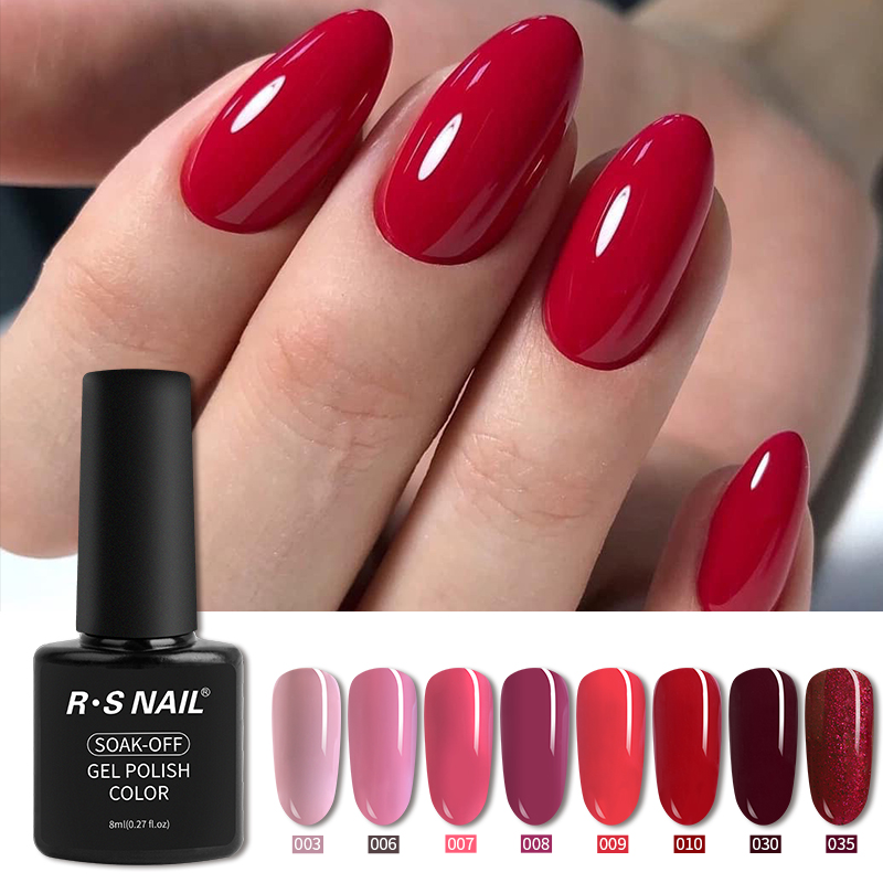

RS NAIL New UV LED Gel Nail Polish 40 Colors Long Lasting Gel Lak Art Manicure Esmalte Permanente Soak Off 8ml, S-019
