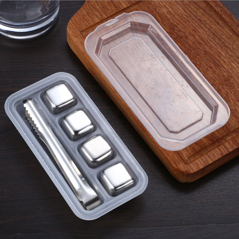 

Square Stainless Steel Wine Whiskey Stones 304 Ice Cube Reusable Beer Chilling Cubes Set Kitchen Bar Tools