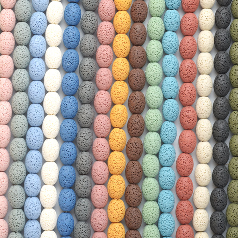 

15*10mm Oval Volcanic Lava stone Loose Beads Slide Charm Beaded Jewelry Making Accessories for Bracelet Necklace
