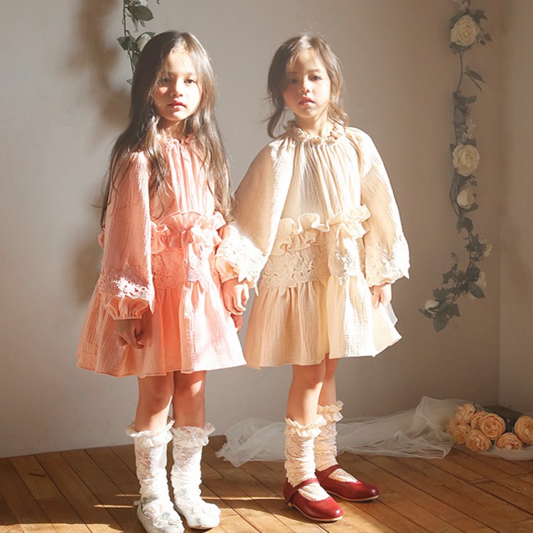 

Girls Dresses with French Lace girls dress princess dress, Beige