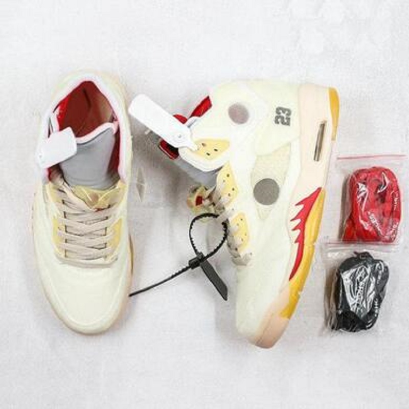 

Cheap New Mens Basketball Shoes Cream 5 5s 3M Metallic White Reflective shoes Fire Red trainers Sports Sneakers shoe, Color 2