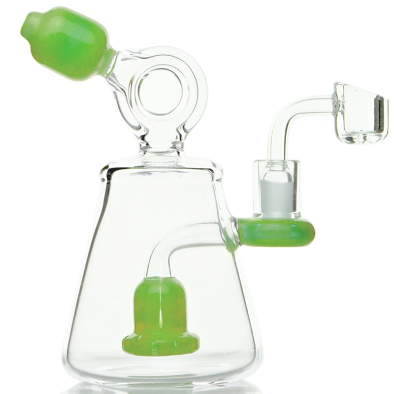 

7"Green dab rig water pipe recycler mini glass bong with shower perc bubbler beaker hookah