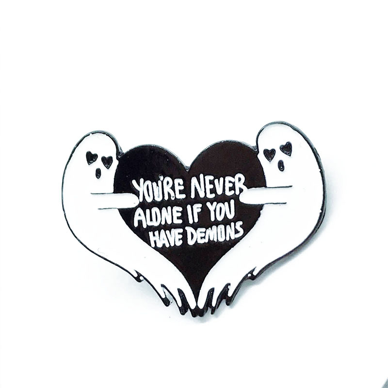 

YOURE NEVER Alone Cute Small Funny Enamel Brooches Pins For Women Girl Men Christmas Gift Demin Shirt Decor Brooch Pin Metal Kawaii Badge