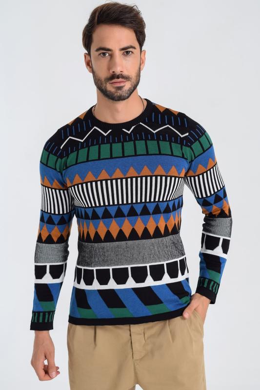 

Bike Collar Male Knitwear Sweater, Black