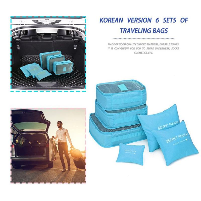 

6 Pcs Travel Home Clothes Quilt Blanket Storage Bag Set Shoes Partition Tidy Organizer Wardrobe Suitcase Pouch Packing Cube Bags