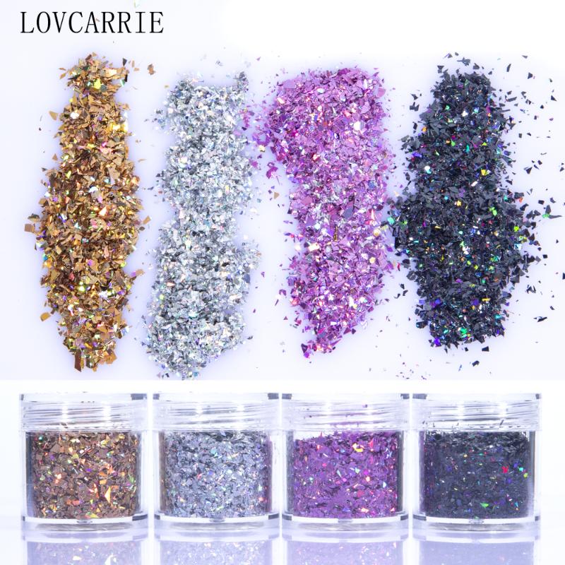 

1 Jar Holo Nail Glitter Sequins Powder Mix Shape Irregular Sparkle Shine Nails Flakes Chrome Pigment Supplies Colorful Paillette