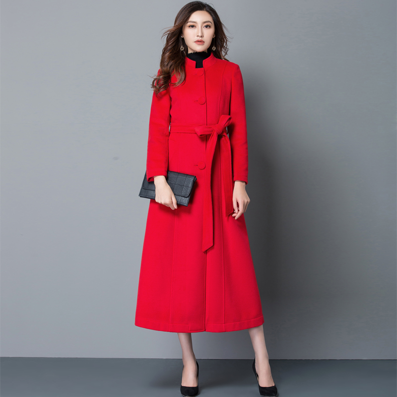 

Winter Woman Coats 2020 Korean Coats Temperament Stand Collar Slim Woolen Coat Thickening Thin Coat Female Long Wool, Black