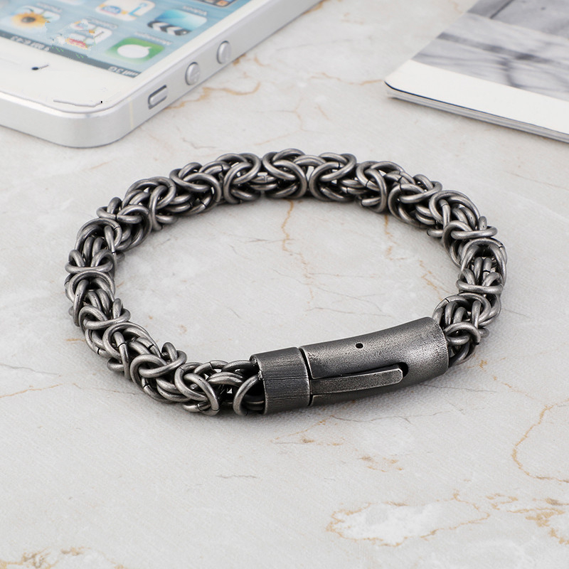 

Punk Matte Singapore Twisted Chain Bracelet For Men 21cm Stainless Steel Polished Chain Linking Bracelet Jewelry