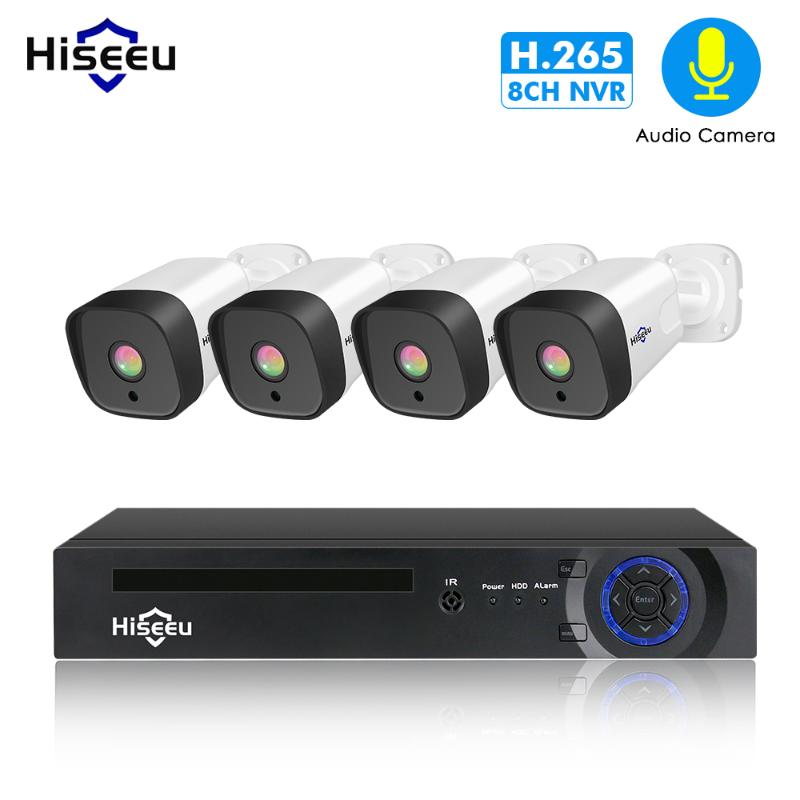 

Hiseeu 8CH 1080P POE NVR CCTV Security System 4PCS 2.0MP Audio Record IP Camera IR P2P Outdoor Video Surveillance Kit 1TB HDD