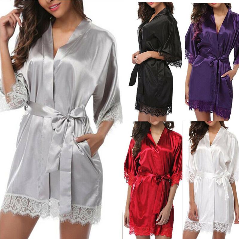 

Women Sexy Lace Nightgown Nightdress Slik Dress Sleepwear Sexy Lingerie Plus Size Nightwear Ladies Sleepwear Homewear sleep tops, Black