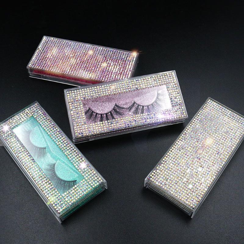 

Wholesale Glitter Diamond Eyelash Case Rectangle Lashes Box without Lash Empty Bling Lash Case private label