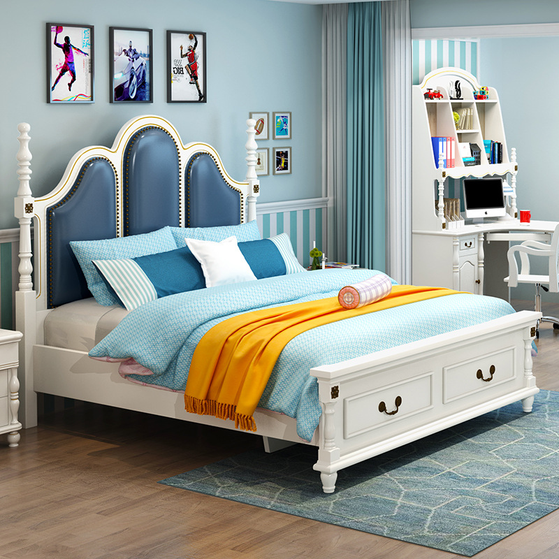 

American Children's Bed Boy Single Bed 1.5 M Multi-Functional Furniture Suite for Teenagers