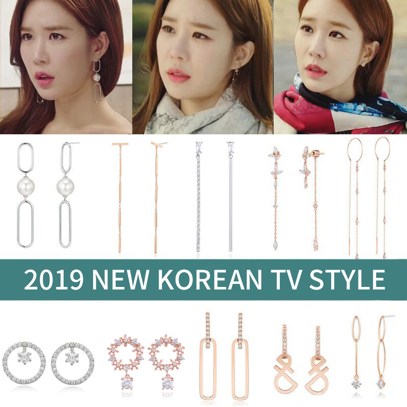 

MENGJIQIAO 2020 Korean New TV Star Series Shiny Zircon Circle Tassel Metal Line Earrings For Women Elegant Pearl Pendientes Gift