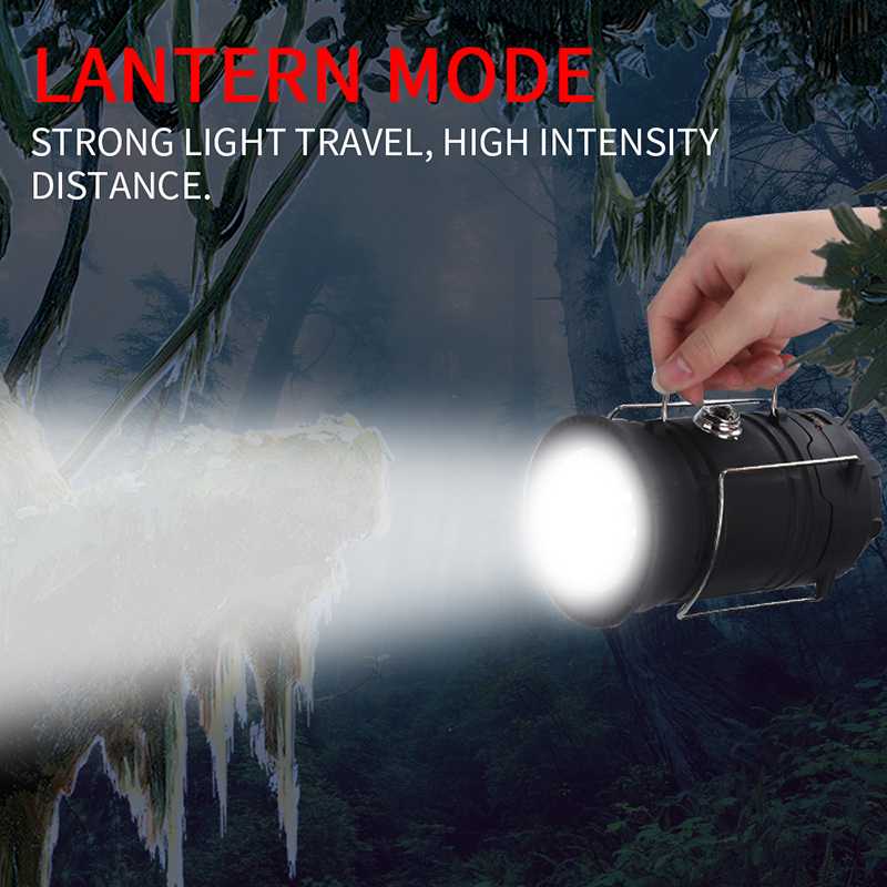 

Led Camping Lantern Light Solar Panel Rechargeable Collapsible For Outdoor Hiking Tent Emergency Charger For Phone