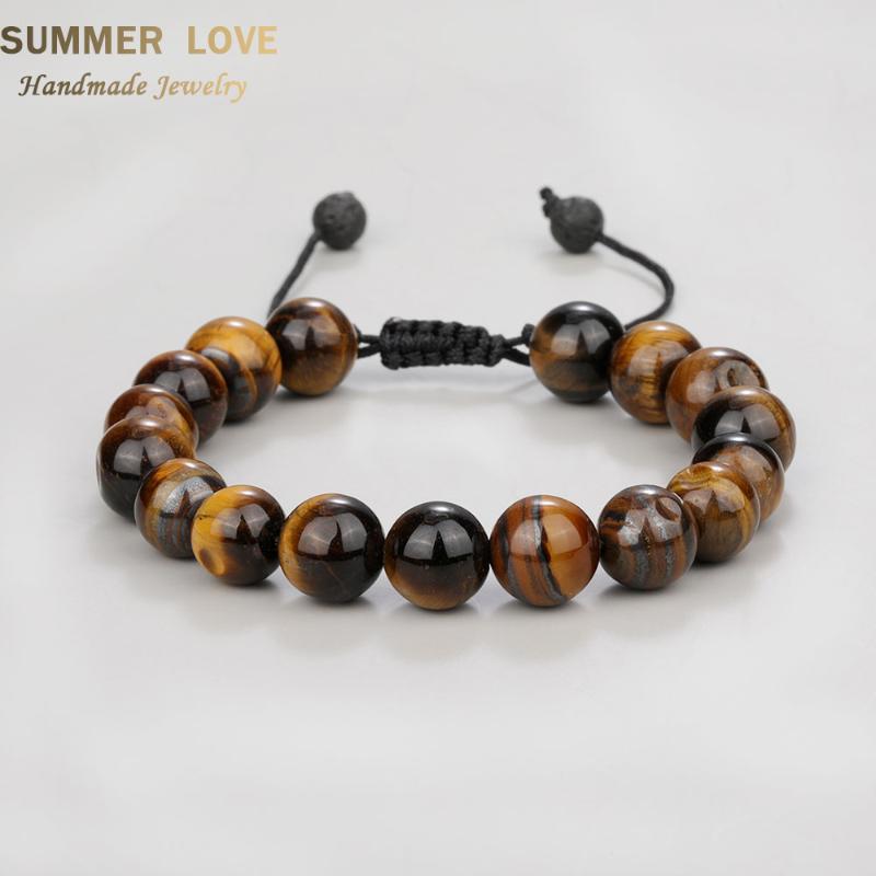 

10mm Tiger eyes Beads Bracelet Men Charm Natural Stone Bracelet for Male Handmade Casual Yoga Jewelry Pulseras Bijoux