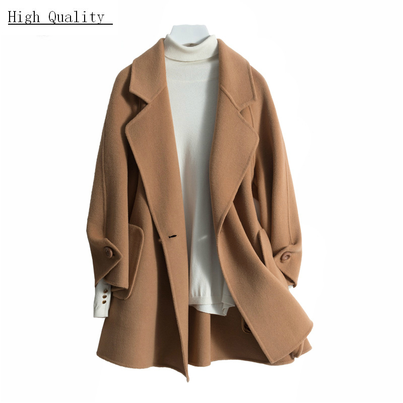 

Autumn Winter 100% Wool Coats Female Double Breasted Sided Woolen Jackets Women Long Spring Overcoat Clothes 2020 LWL1400, Beige