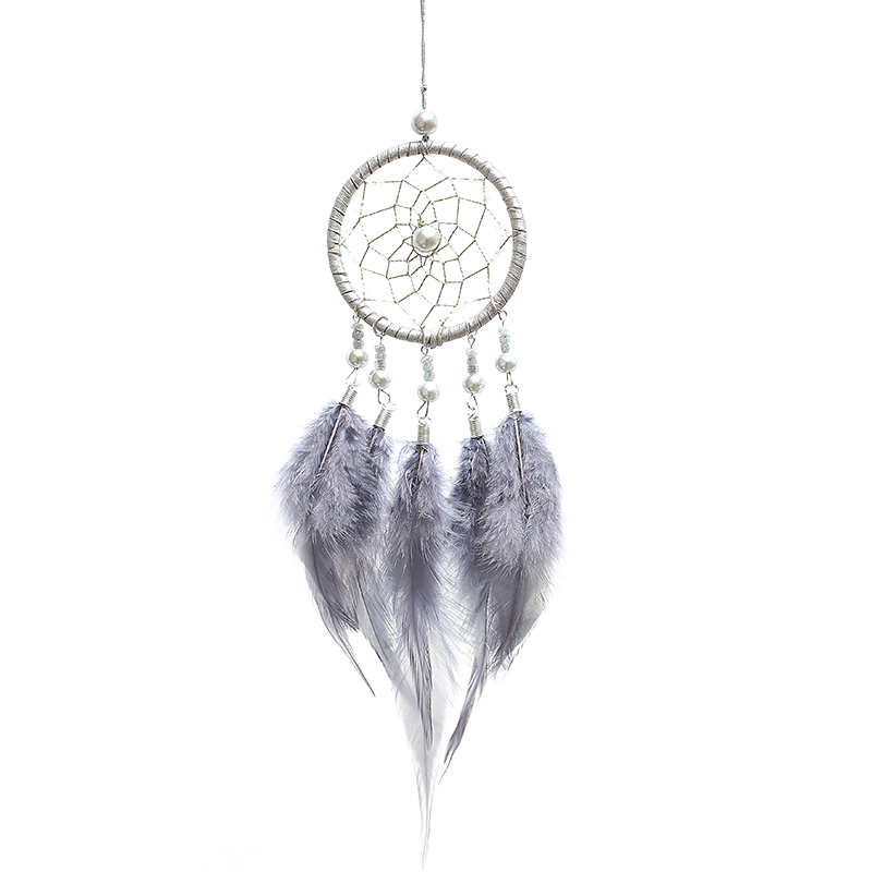 

Mini Handmade Dream Catchers Wind Chimes Dream catcher Net Hanging Decoration Ornament For Room Car (2.7x13.54in)-Gray