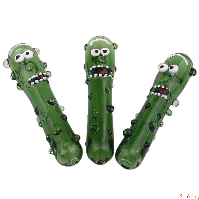

Glass Funny Pickle Pipe Cucumber Heady Hand Pyrex Spoon Cute Water Tobacco Green Bubbler Smoking Pipes Accessories Gift