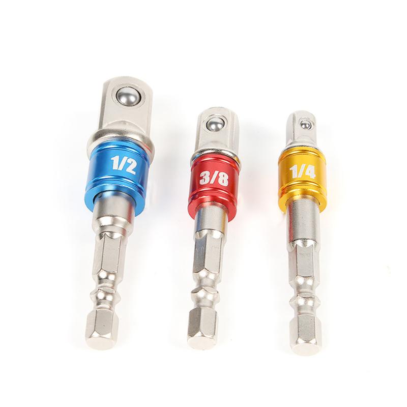 

3pcs/set Chrome Vanadium Steel Socket Adapter Hex Shank to Square Extension Drill Bits Bar Hex Bit Set Tools tightly