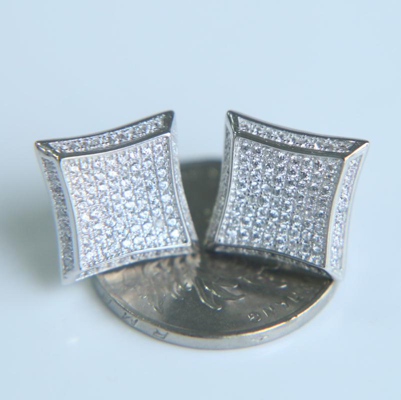 Mens women HIP HOP square Stud Earrings gold filled Cubic Zircon CZ Earrings wedding party jewelry TOP quality270M