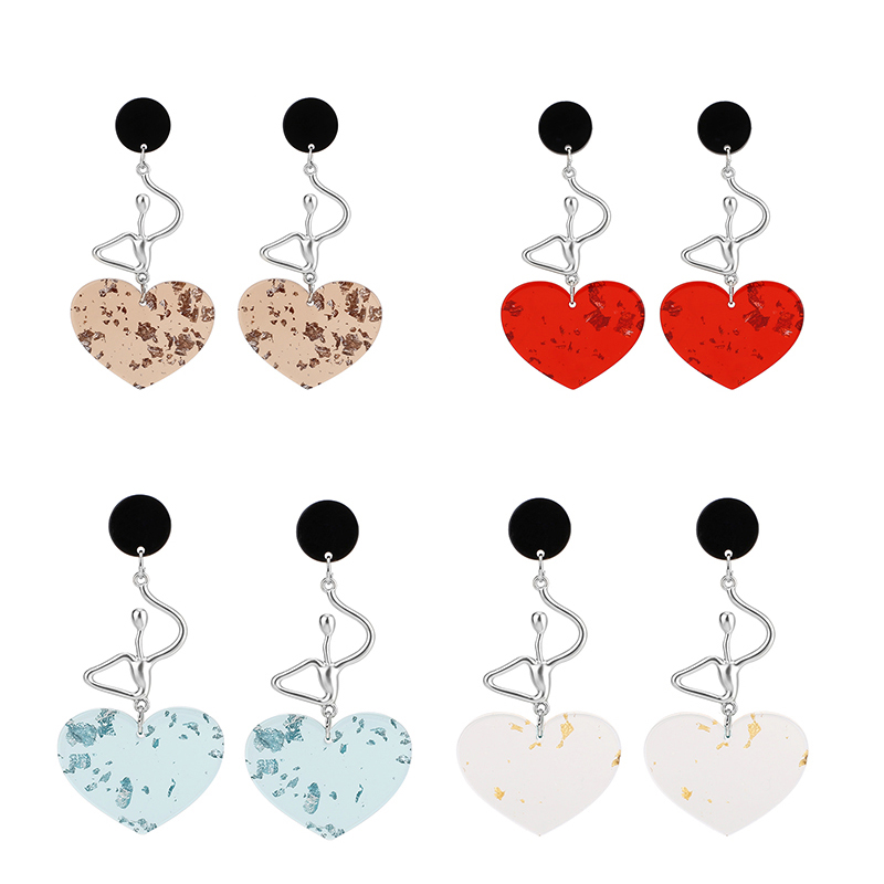

2020 New Fashion Multicolor Resin Heart Dangle Earring For Women Girls Dancing Lady Shaped Human Earrings Bride Party Jewelry