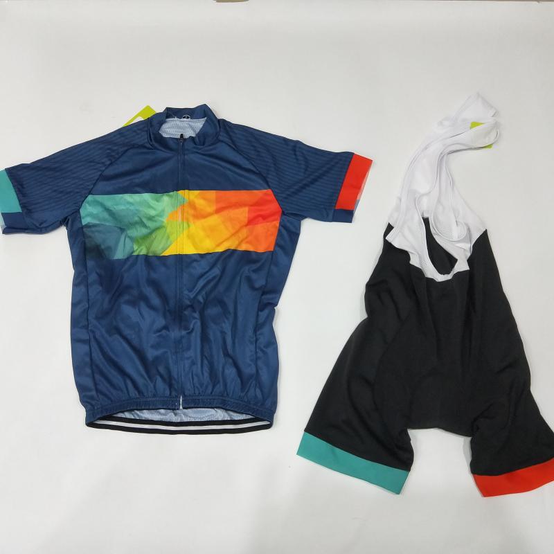 

2020 blue Cycling Jersey set bike jersey set ropa ciclismo hombre cycling clothing short sleeve and bib shorts with power band, Short jersey style