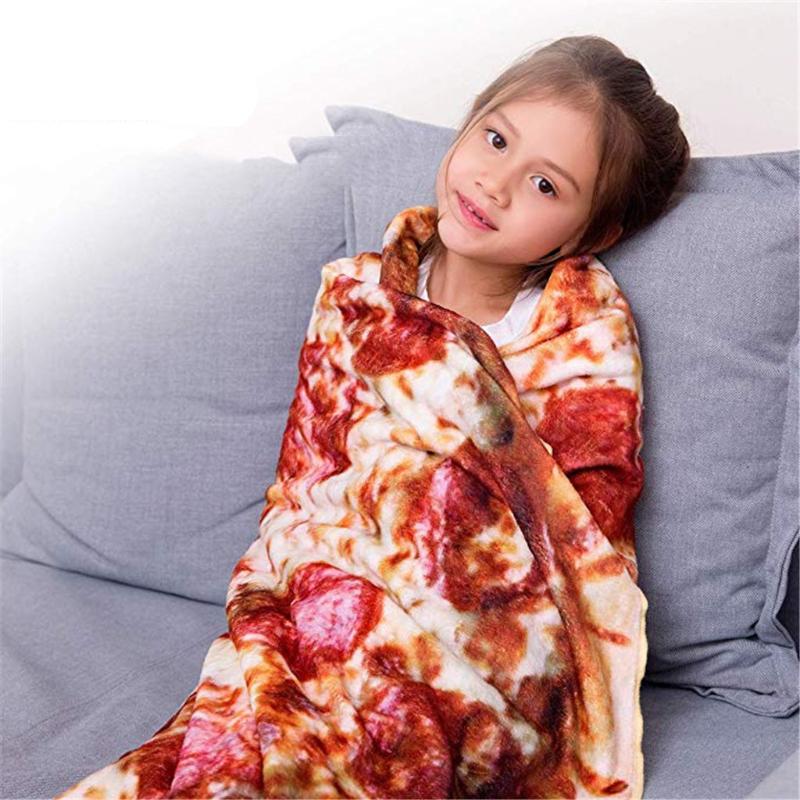 

Blanket Pizza Wrap Round Blanket Novelty Soft Flannel 3d Printed Plush Pancake For Kids Children Home Textiles