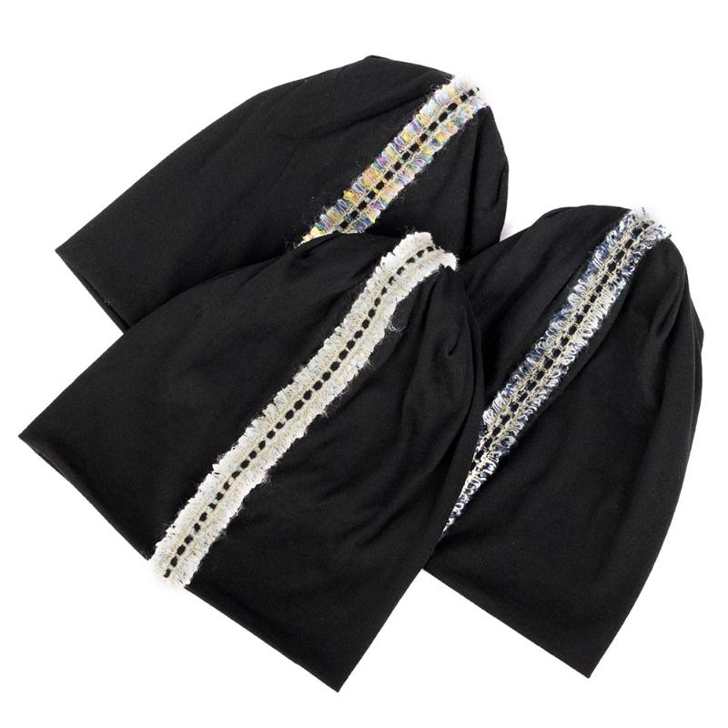 

2020 New Fashion Women Colorful Ribbon Slouchy Hat Casual Loose Hip hop Ladies Thin Cotton Bonnet Hats Cap For Female Skullies, Rainbow denim blue