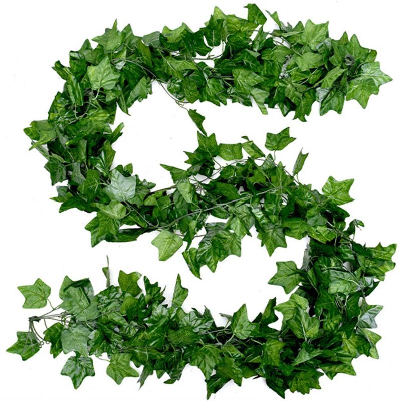 

Home Decor Artificial Leaf Garland Plants Vine Fake Hanging Flowers Creeper Green Wreath Bathroom Decoration Garden, Grape leaves 90pcs