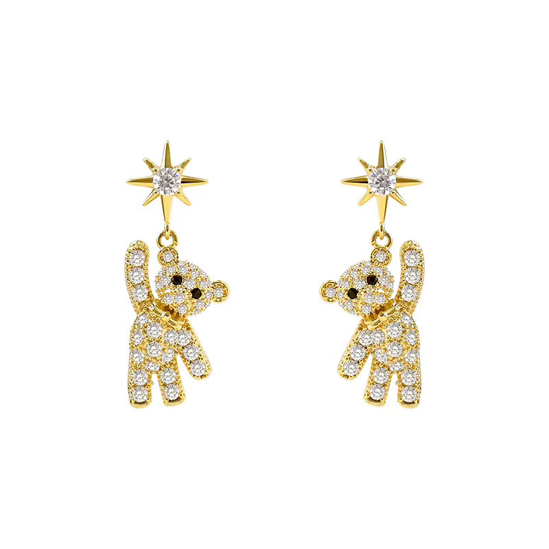 

Dangle & Chandelier 1 Par Criativo Bonito Mini Bear Brincos Minimalismo Design Dos Desenhos Animados Feminino Ganchos De Orelha Danglers Jói