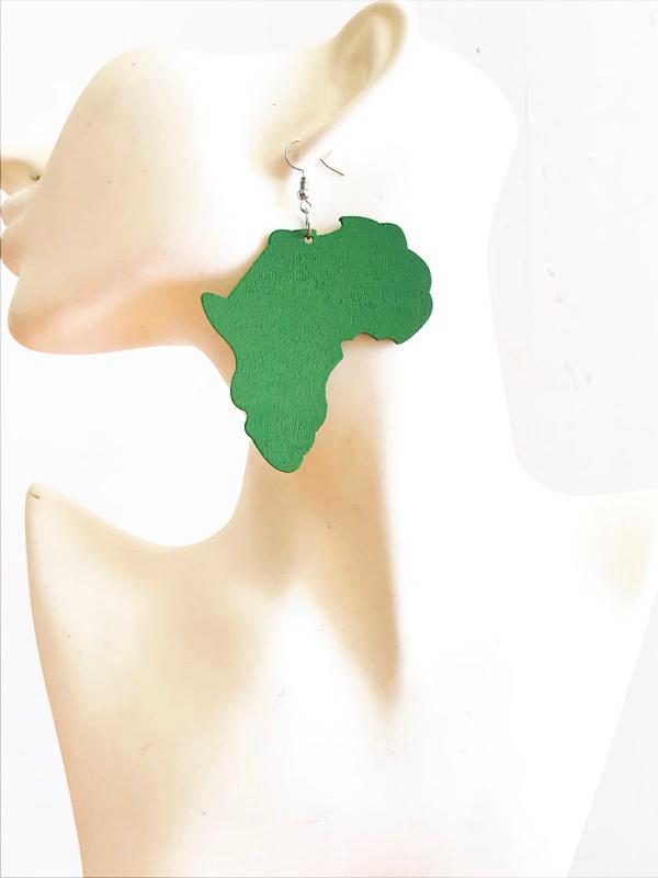 

4 color Drop earrings african map wooden earrings for women