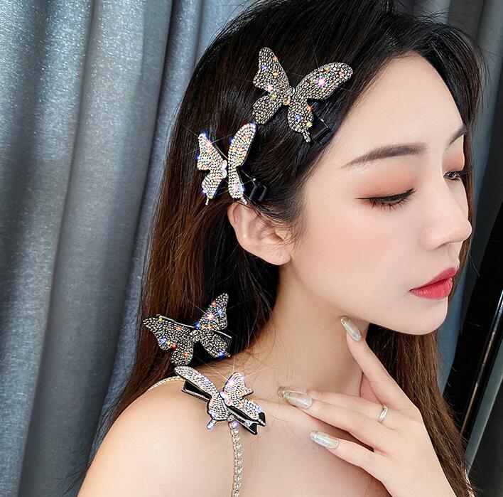 

Wholesale Fashion Womens Big Butterfly Shiny Rhinestone Hairpin Side Bangs Hair Clip Women Barrette Hair Accessories Gift
