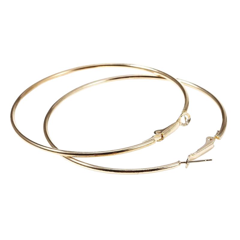 

1 Pair Women Earrings Jewelry Metal Big Circle Smooth Large Round Ring Hoop Earrings