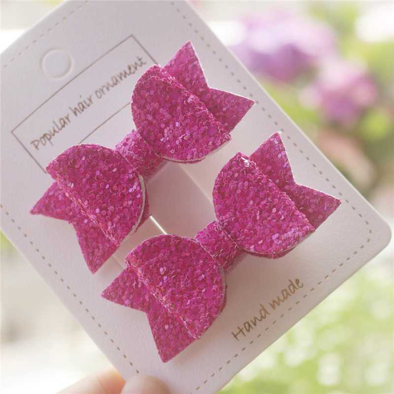 

Lovely 2pcs Sequins Litlle Girls Hair Bows Clips Shiny Glitter Hairpins Daily School Barrettes Headwear Accessoires, Green