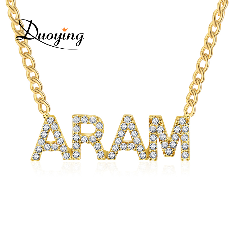 

Duoying Rope Cz Pendant Necklace Nameplate Chain For Women Stone Chain Zirconia Necklaces Women Personalized Name Necklace J190711